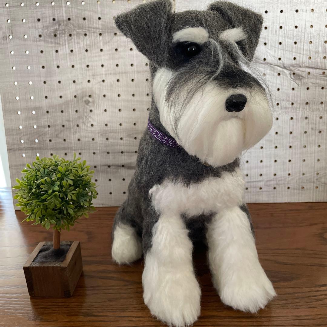羊毛フェルト　ミニチュアシュナウザー　ソルト&ペッパー、ブラックちゃん
