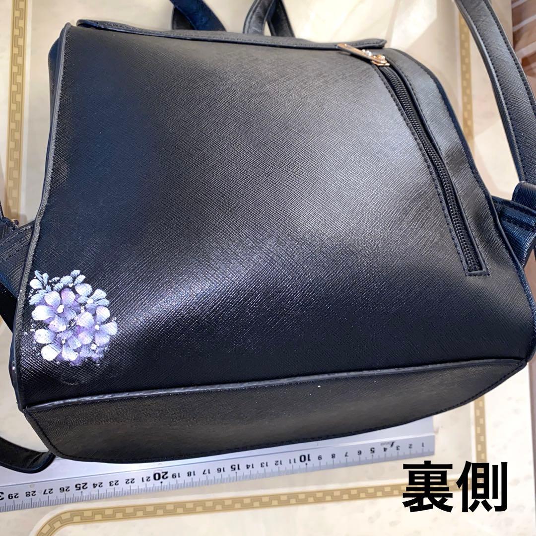 リュック　薔薇　手描き　トールペイント