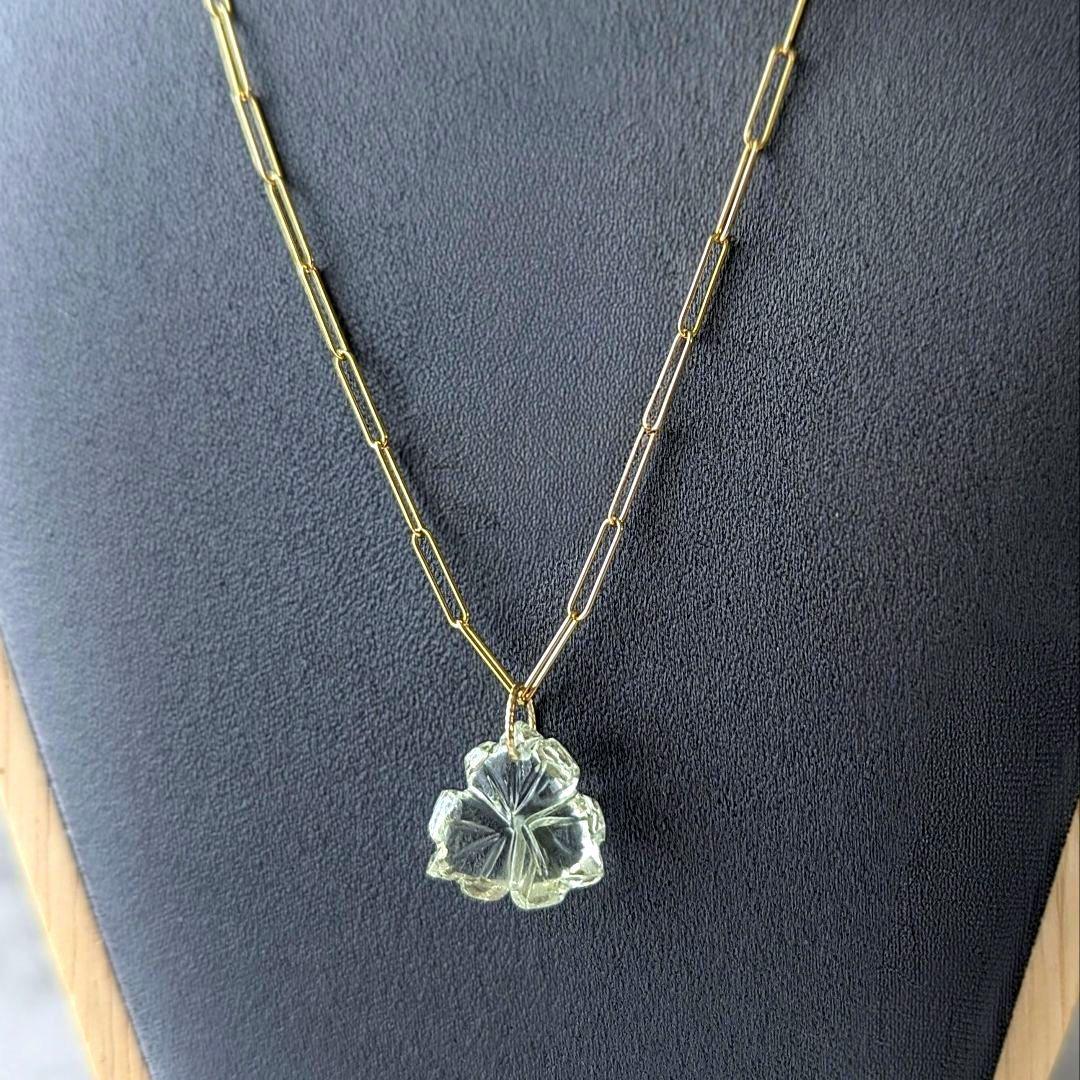 ♢容音♢訳あり♢K18 大粒グリーンアメシスト 8.17ct チャーム