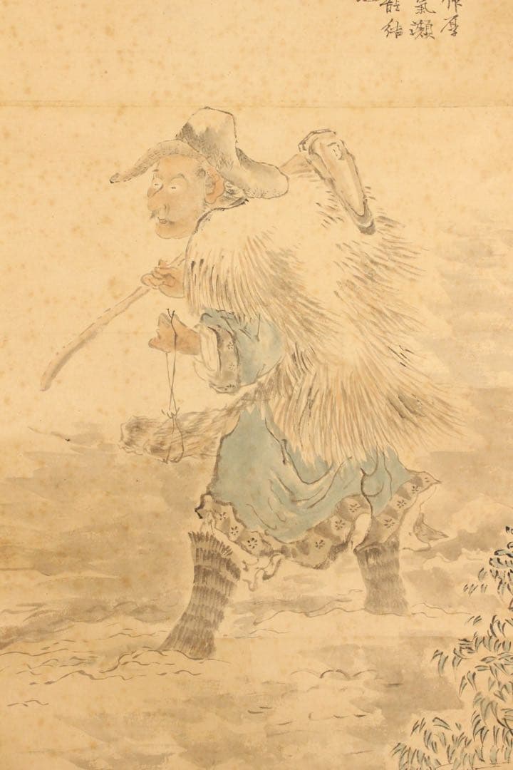 No5257掛軸　児玉果亭　農夫　紙本淡彩　日本画　人物　古画　古美術　送料無料