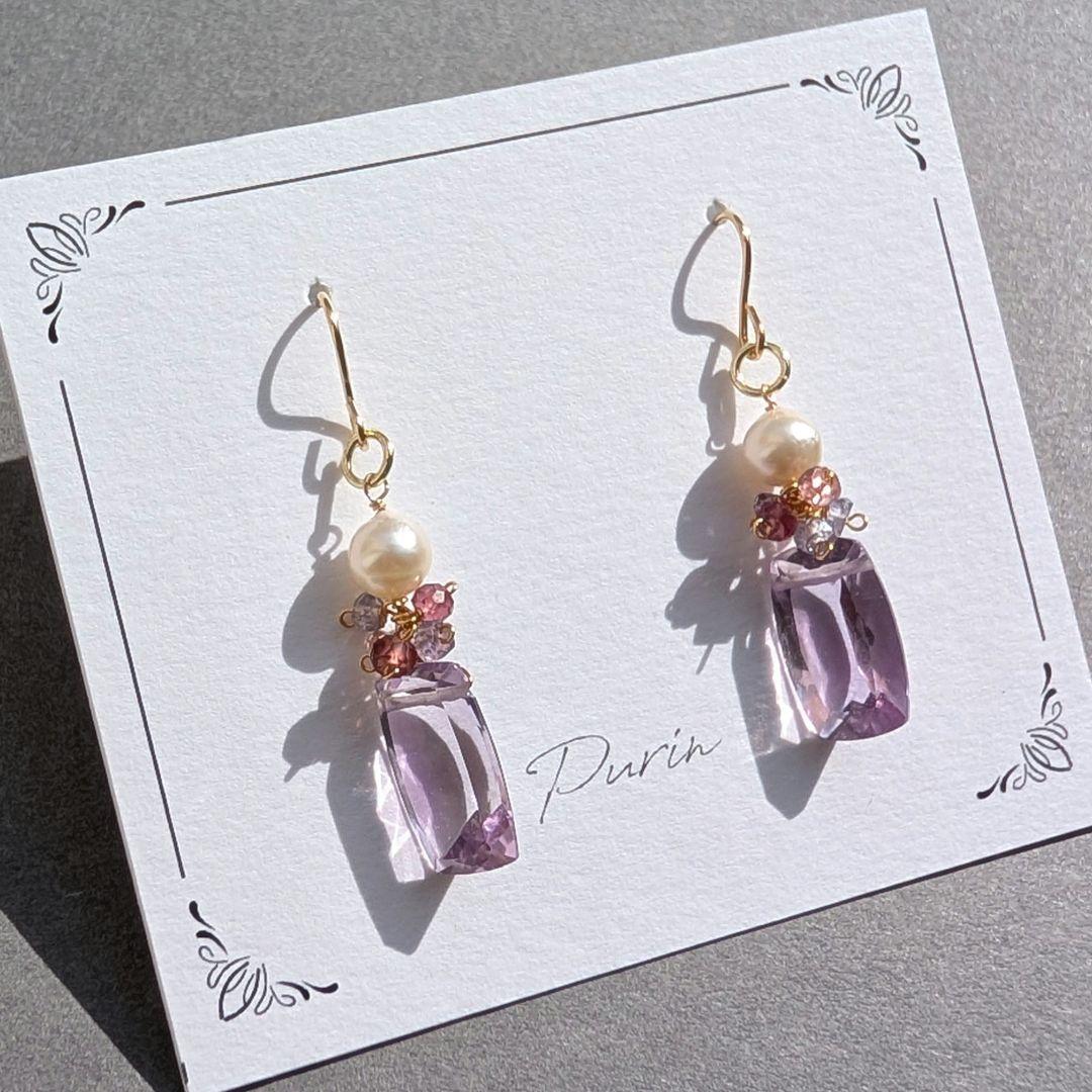 専用 アメジスト あこやパール ピアス
