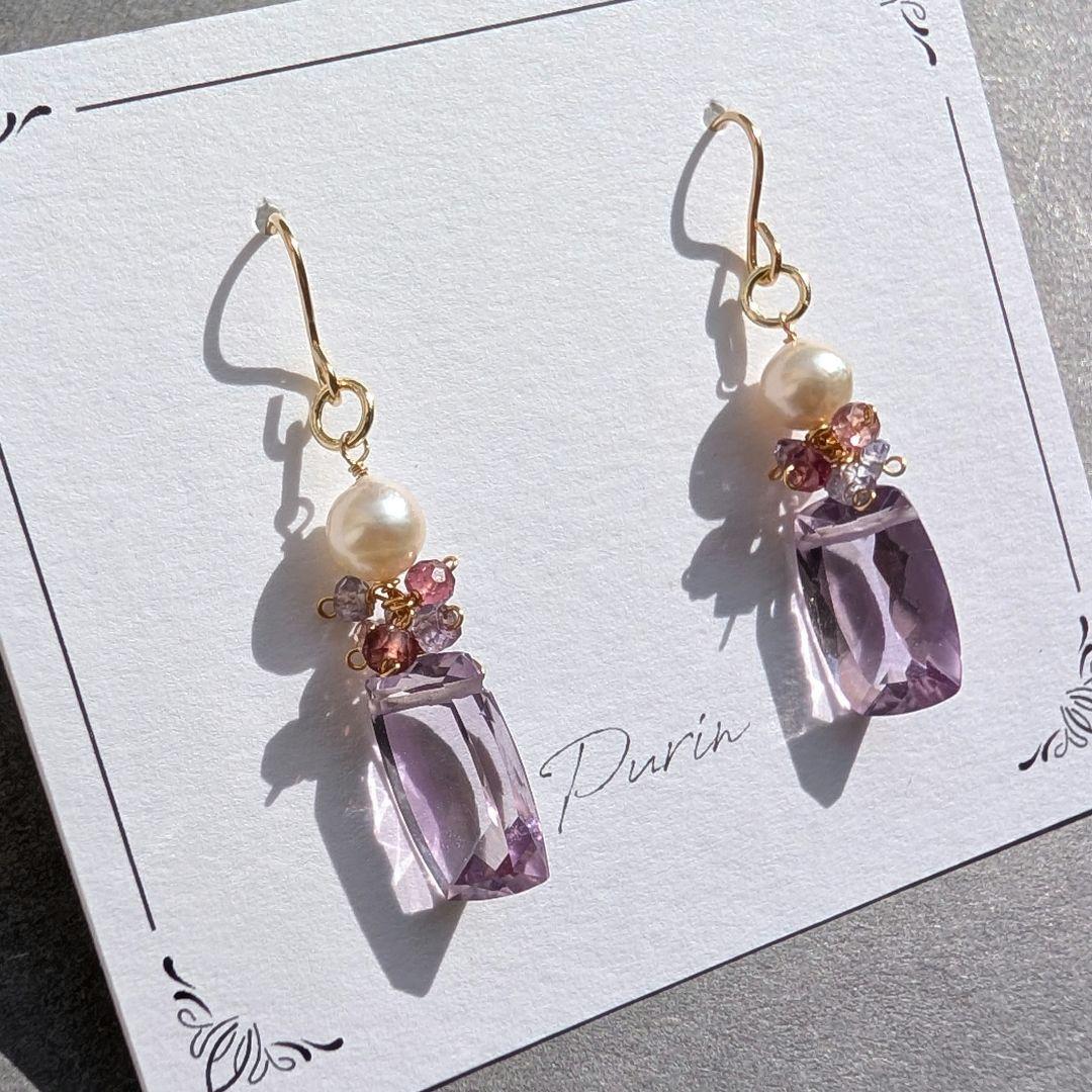 専用 アメジスト あこやパール ピアス