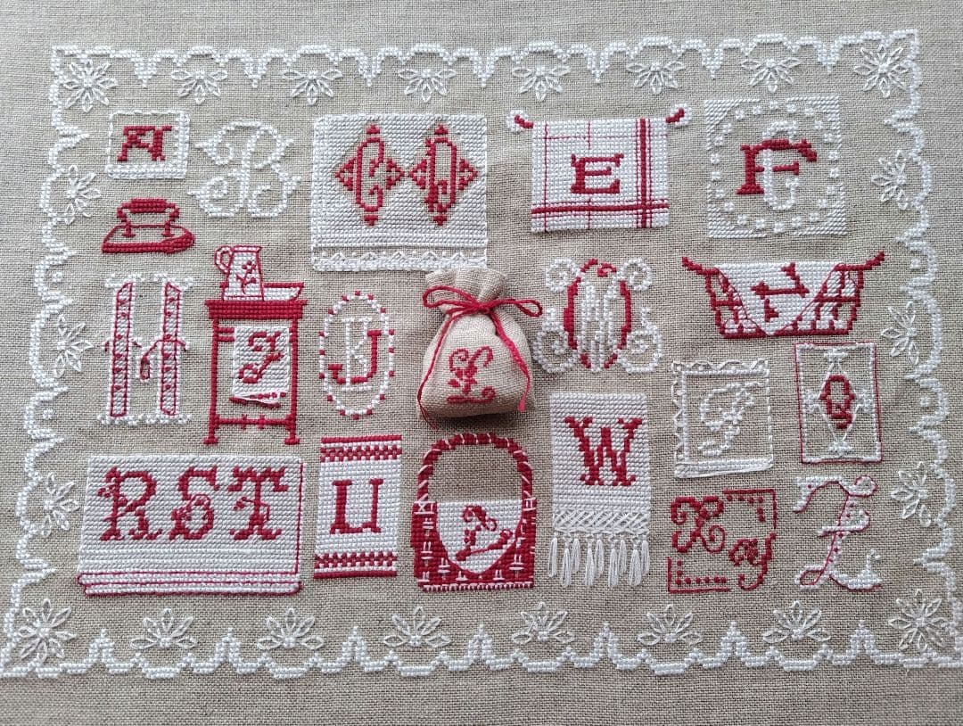 専用　クロスステッチ完成品　Sampler de la lavandière