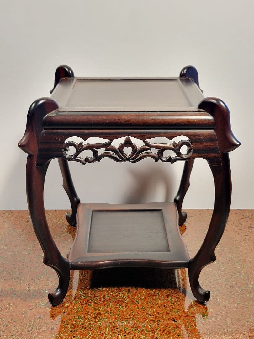 M*U様 黒檀 透かし彫り 花台 香炉台 ディスプレイ棚