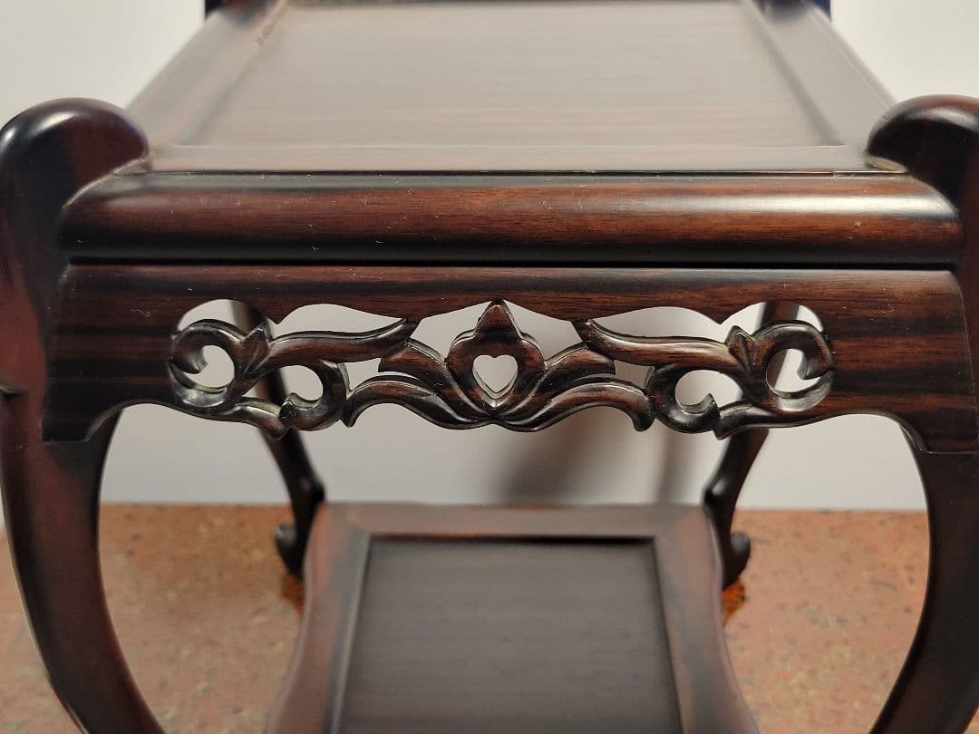 M*U様 黒檀 透かし彫り 花台 香炉台 ディスプレイ棚