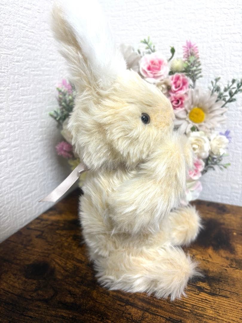 ハンドメイドぬいぐるみ ベージュ立ち耳うさぎ 寄り添ううさぎ 一点もの