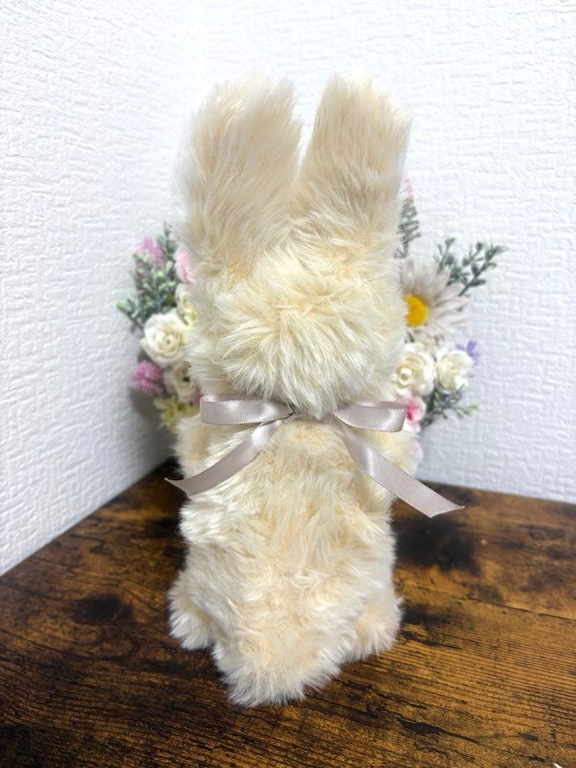 ハンドメイドぬいぐるみ ベージュ立ち耳うさぎ 寄り添ううさぎ 一点もの