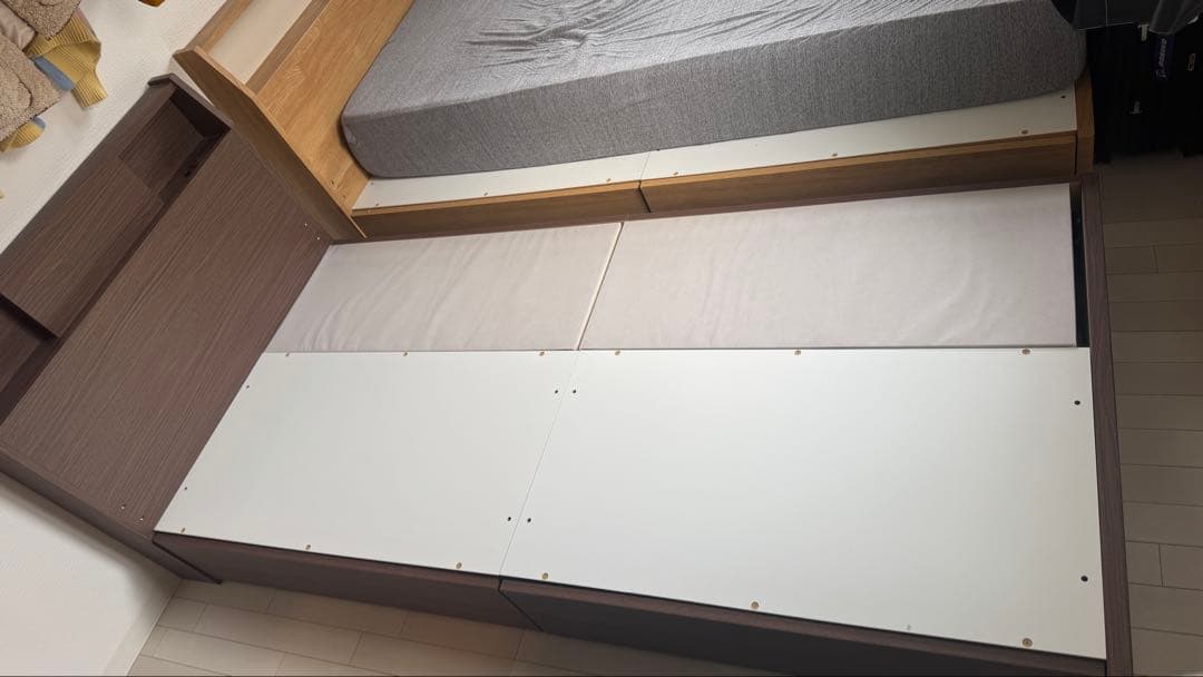 【ニトリ】シングルベッドフレーム（アザン3 浅型/引出収納・照明・コンセント付）