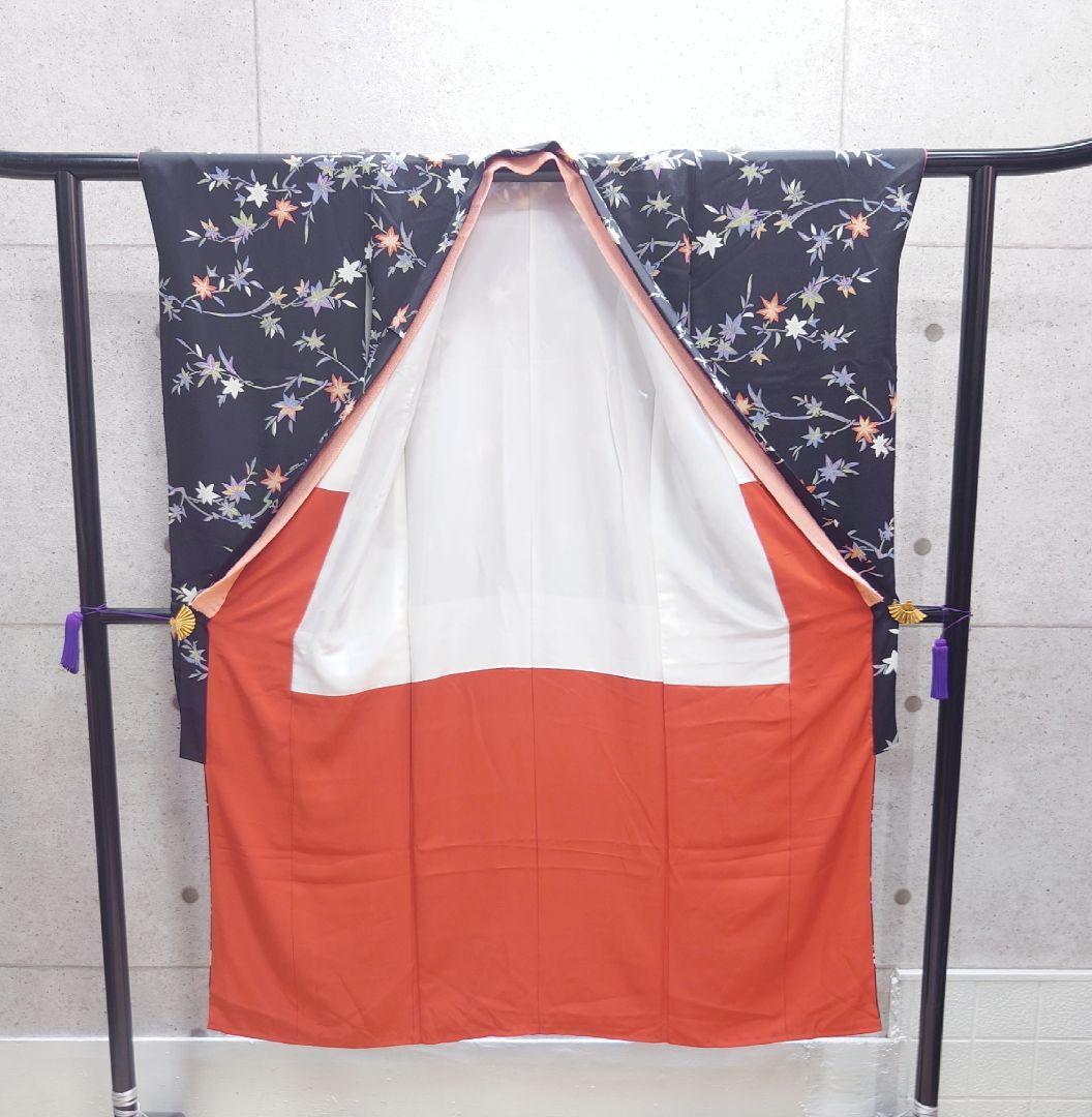 2260.子供着物 四つ身 バチ衿 紅葉 袷 色半衿付き 正絹 キッズ 七五三