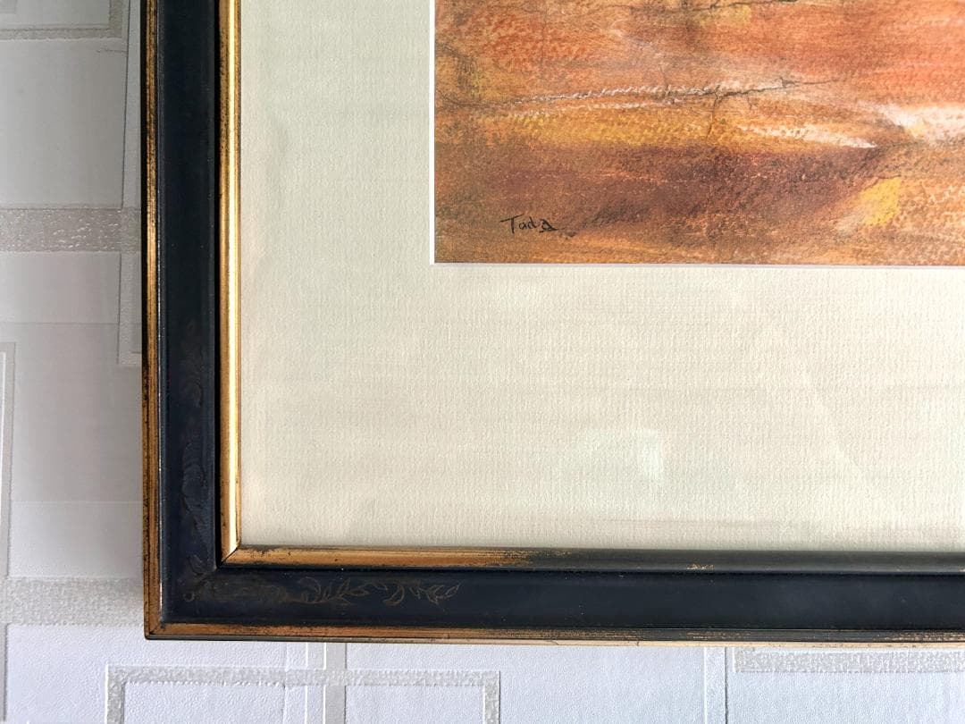 戸田圭介　絵画　兜屋画廊シール　パステル　高級額縁　インテリア