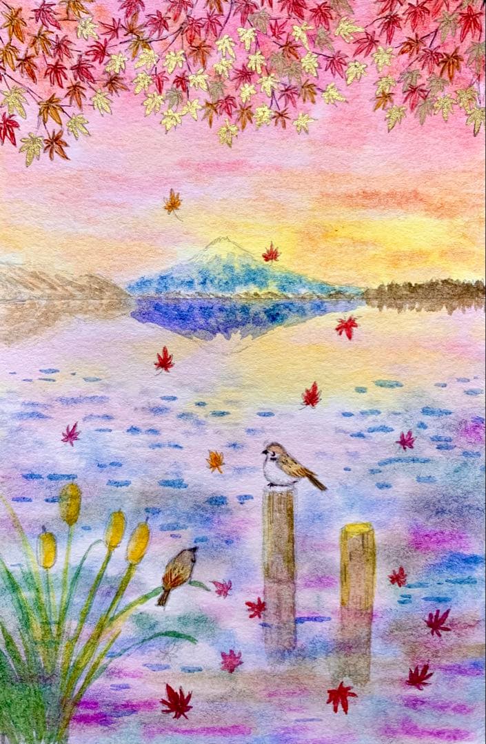みみ水彩画6枚＋レプリカ10枚セット - 自然と鳥のテーマ