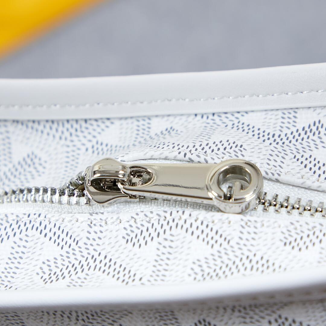 白 幾何学 Y 字柄 ワンショルダーバッグ 大容量 ファスナー付き 美品