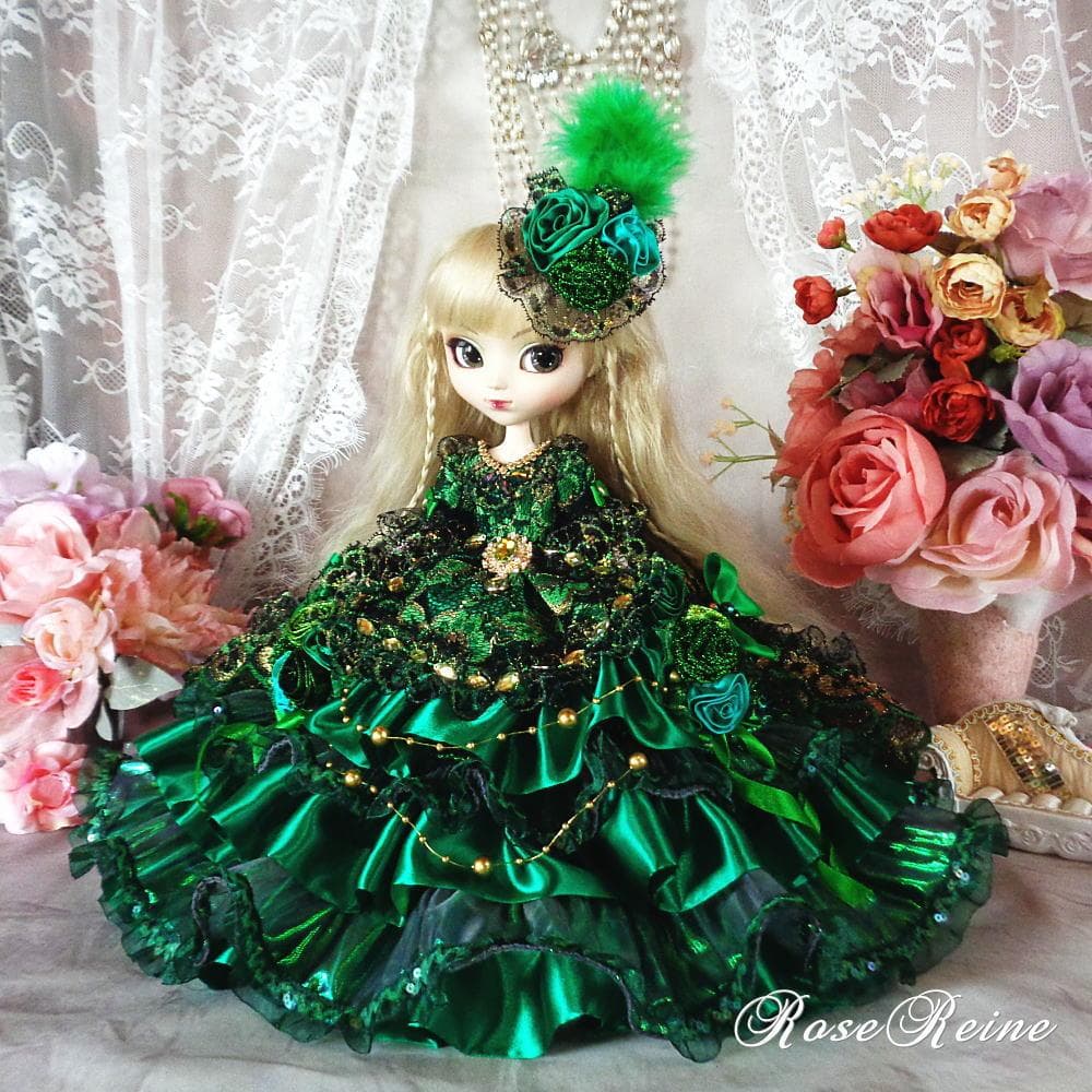 春祭セール！マリーアントワネット王妃 エメラルドの豪華ロングトレーンドールドレス
