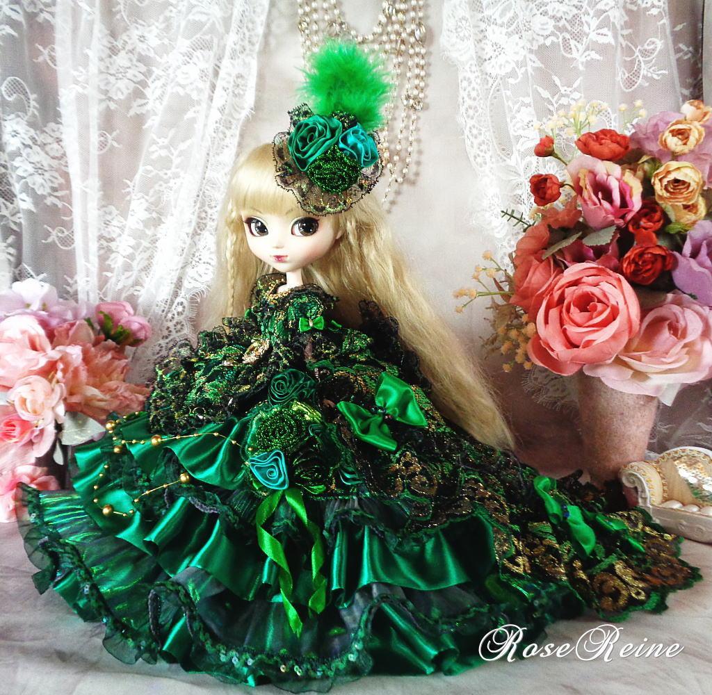 春祭セール！マリーアントワネット王妃 エメラルドの豪華ロングトレーンドールドレス