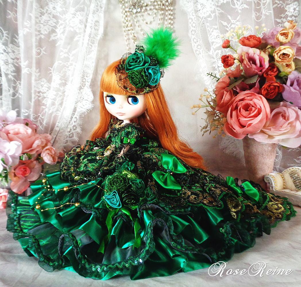 春祭セール！マリーアントワネット王妃 エメラルドの豪華ロングトレーンドールドレス