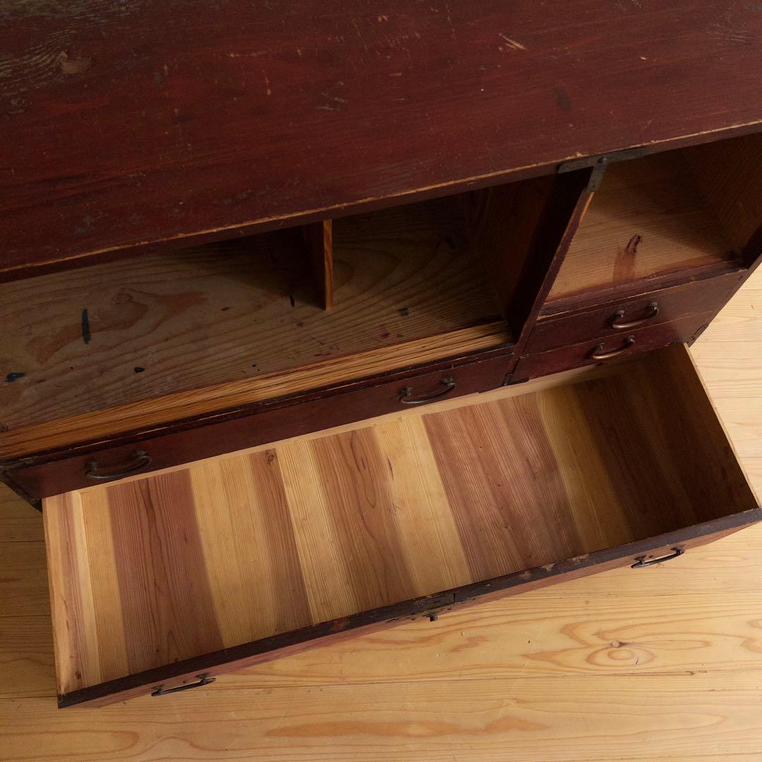 収納棚　横幅約115㎝　M043　古道具　古家具　ビンテージ　アンティーク