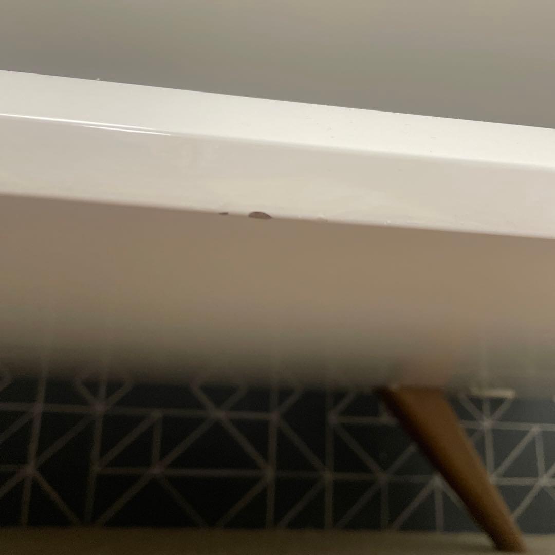 ガラス　ホワイトローテーブル