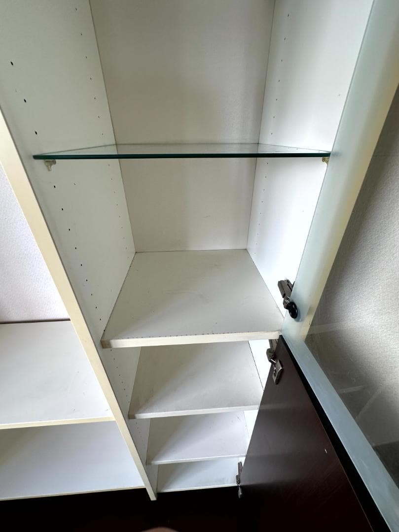 大型 ガラス扉 キャビネット 食器棚 本棚 166ｘ208x40 たのメル便