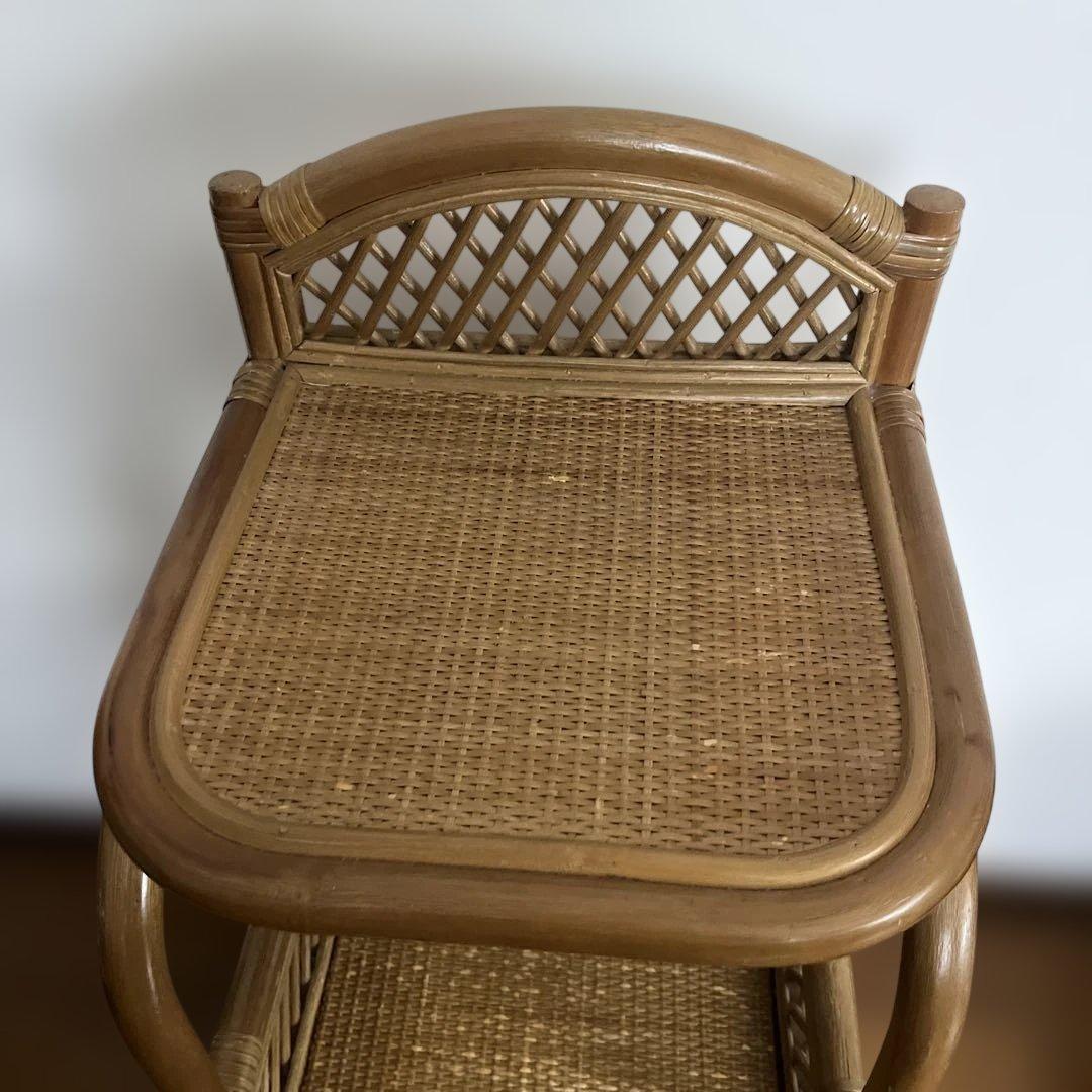 ラタン 藤 電話台 チェスト キャビネット 木製 アンティーク レトロ