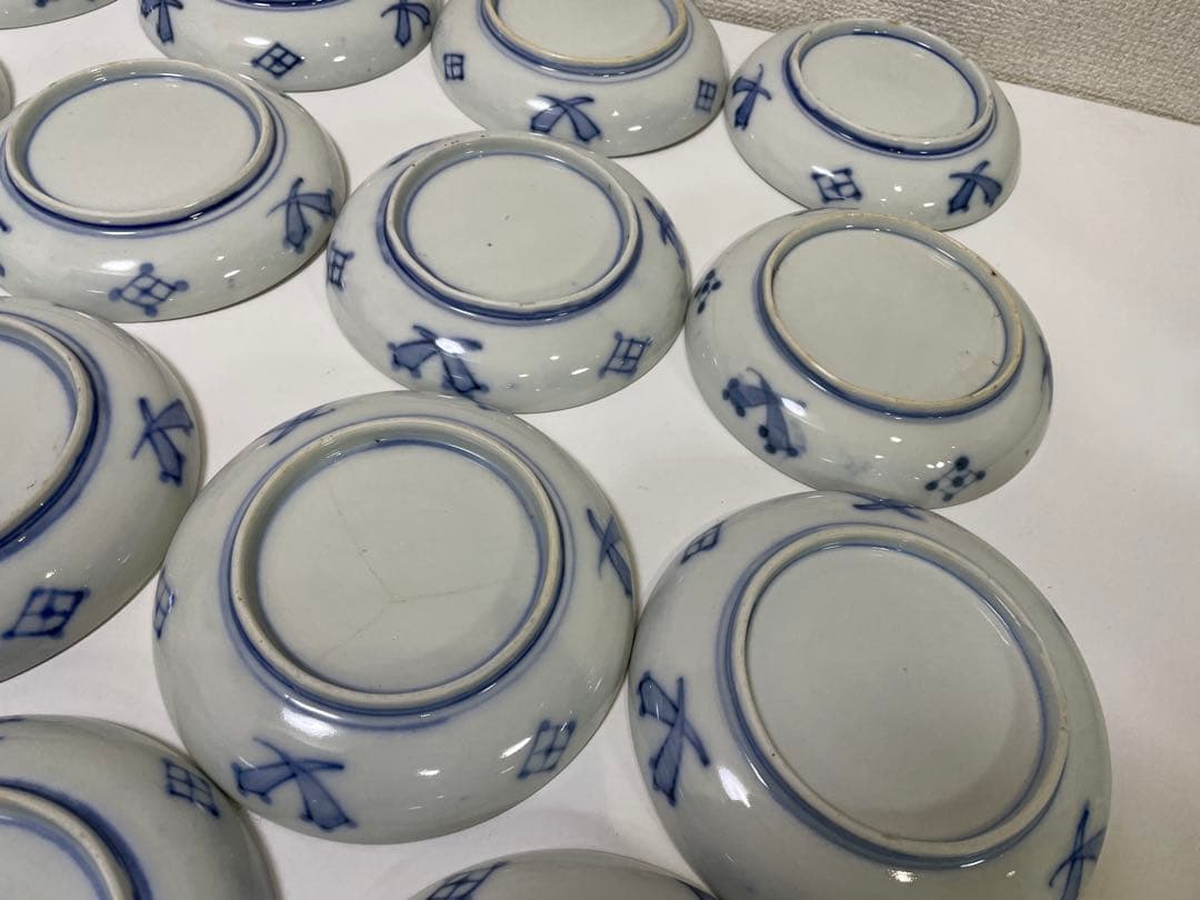 【現状品】古伊万里 金彩 色絵 染付 陶器 花柄 小皿 割烹 懐石 15枚 ②