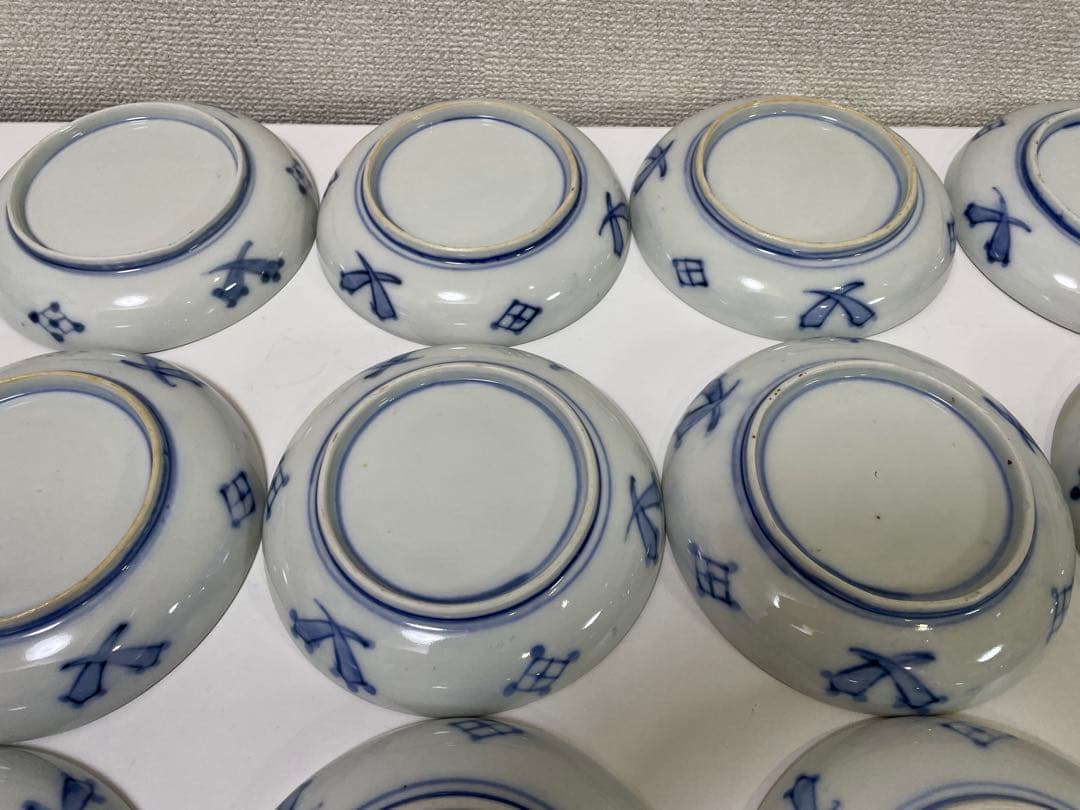 【現状品】古伊万里 金彩 色絵 染付 陶器 花柄 小皿 割烹 懐石 15枚 ②