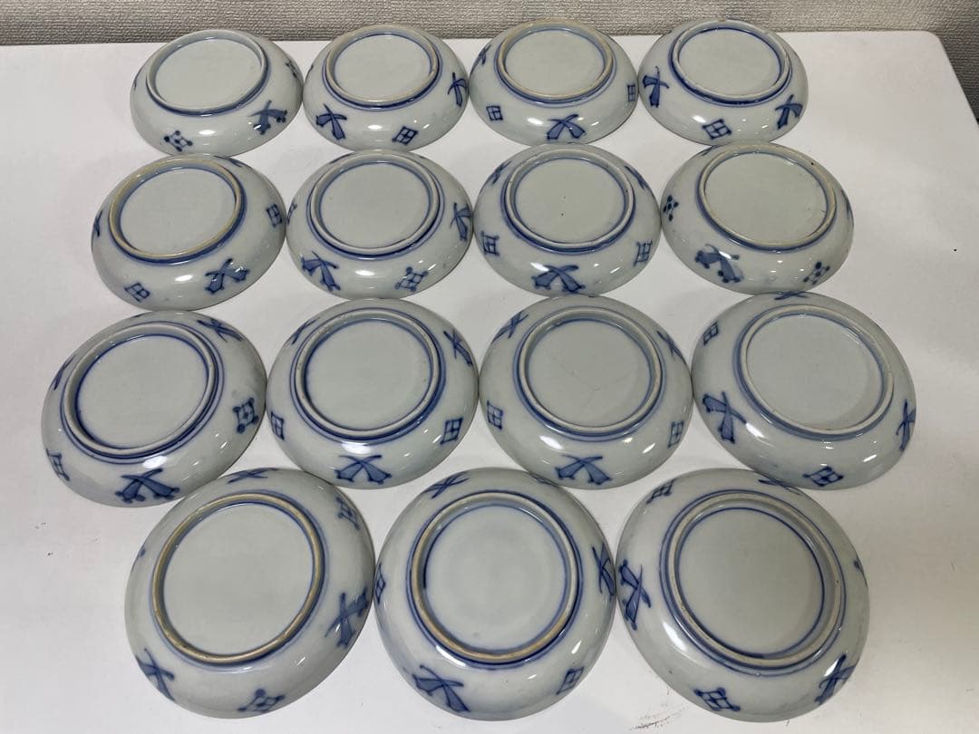 【現状品】古伊万里 金彩 色絵 染付 陶器 花柄 小皿 割烹 懐石 15枚 ②