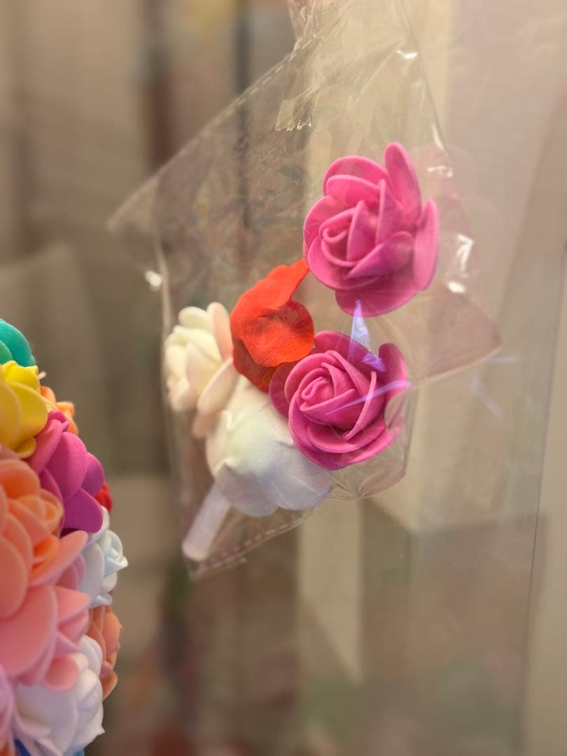 【極美品】　造花　ラビットローズ　レインボー