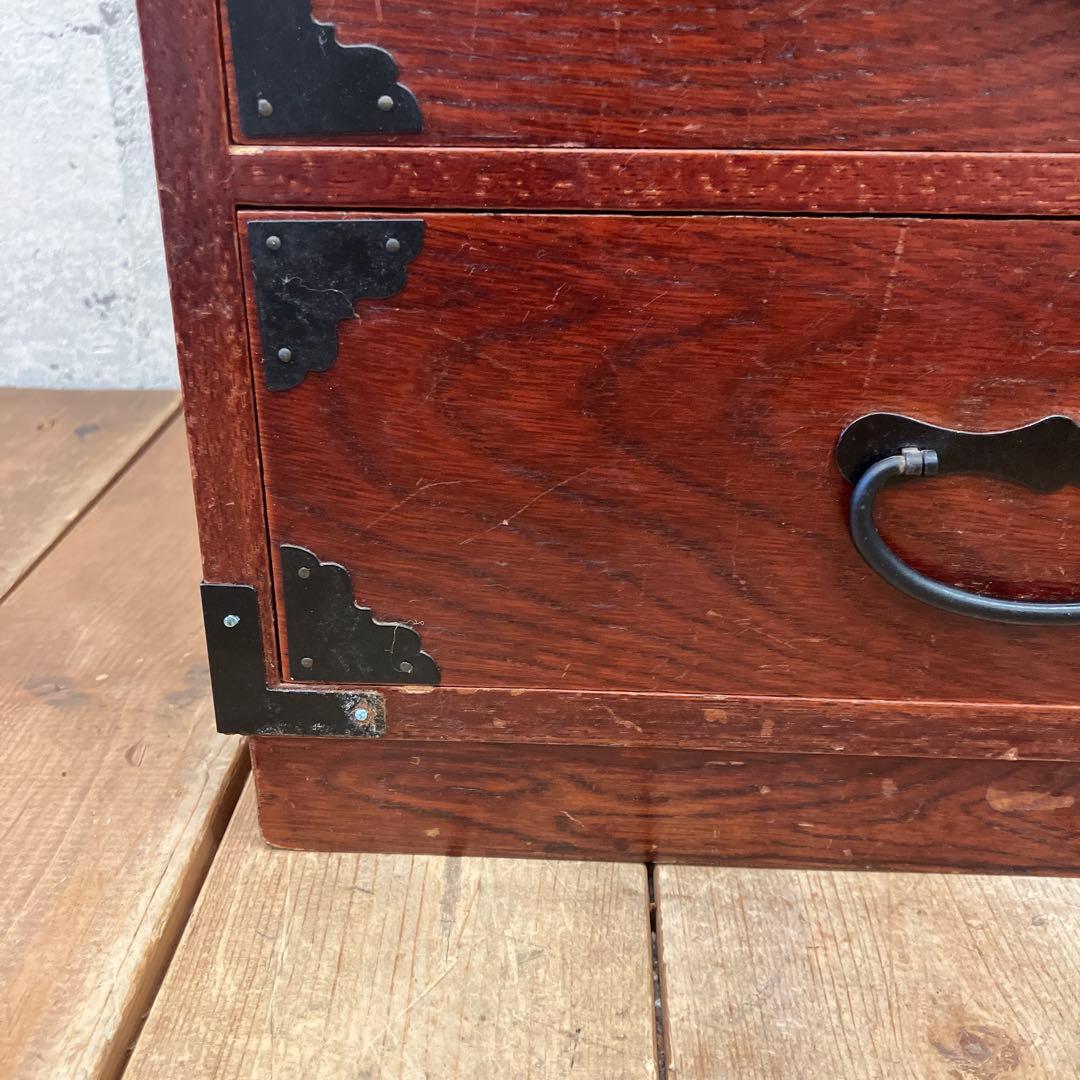 昭和レトロ 木製 小箪笥 ミニタンス 3段 4杯 引き出し 小物入れ 小物収納