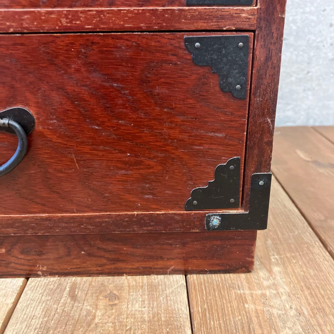 昭和レトロ 木製 小箪笥 ミニタンス 3段 4杯 引き出し 小物入れ 小物収納