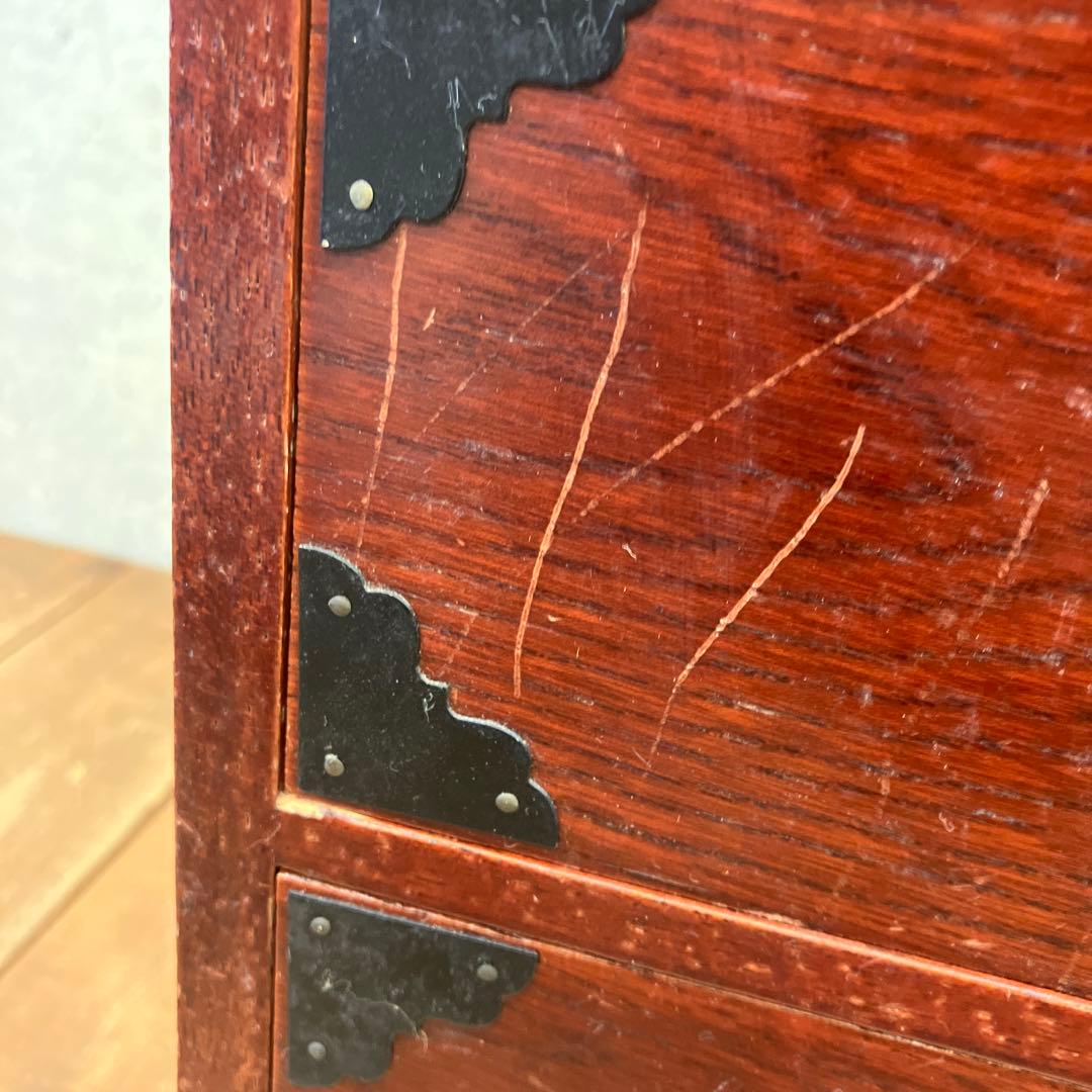 昭和レトロ 木製 小箪笥 ミニタンス 3段 4杯 引き出し 小物入れ 小物収納