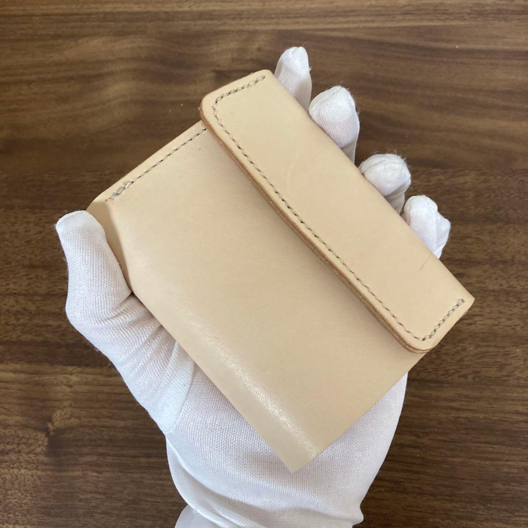 ☆ハンドメイド 252☆本革 牛革 ヌメ革 総手縫い　三つ折り財布　ミニ財布