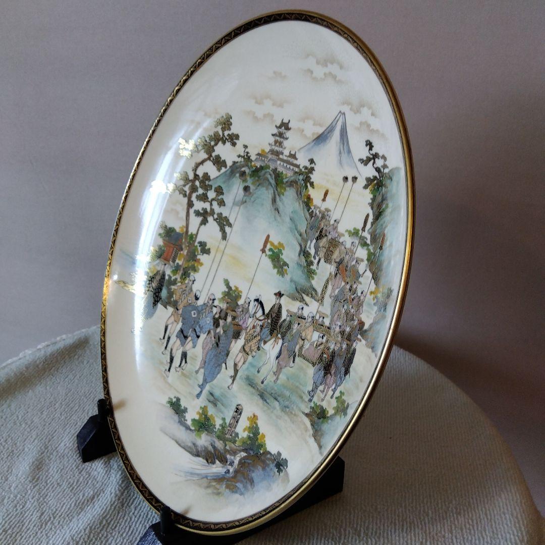 骨董　【神戸薩摩】　大名行列図　大皿