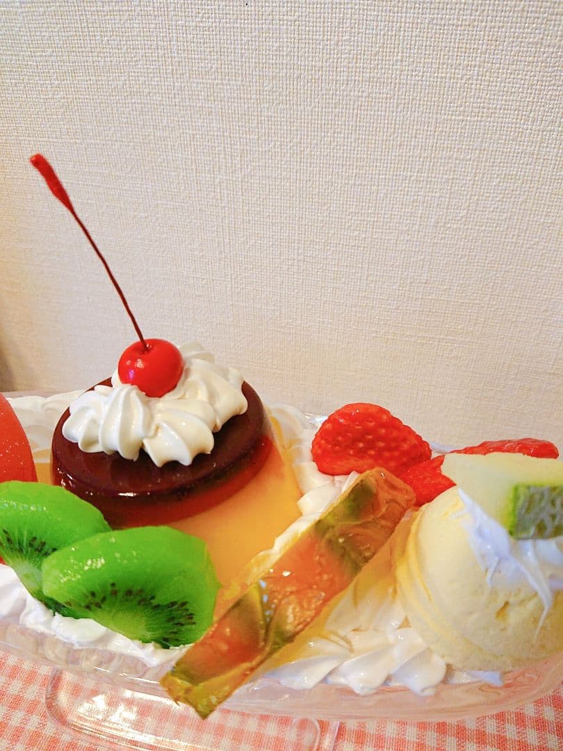 昭和レトロ 純喫茶の大きいプリンアラモード 食品サンプル