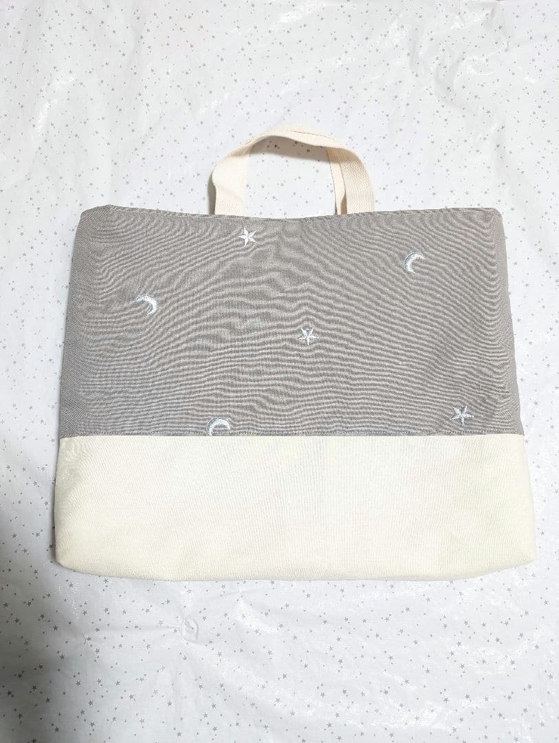 ムーン スター刺繍 レッスンバッグ 上履き入れ 体操服袋 ハンドメイド