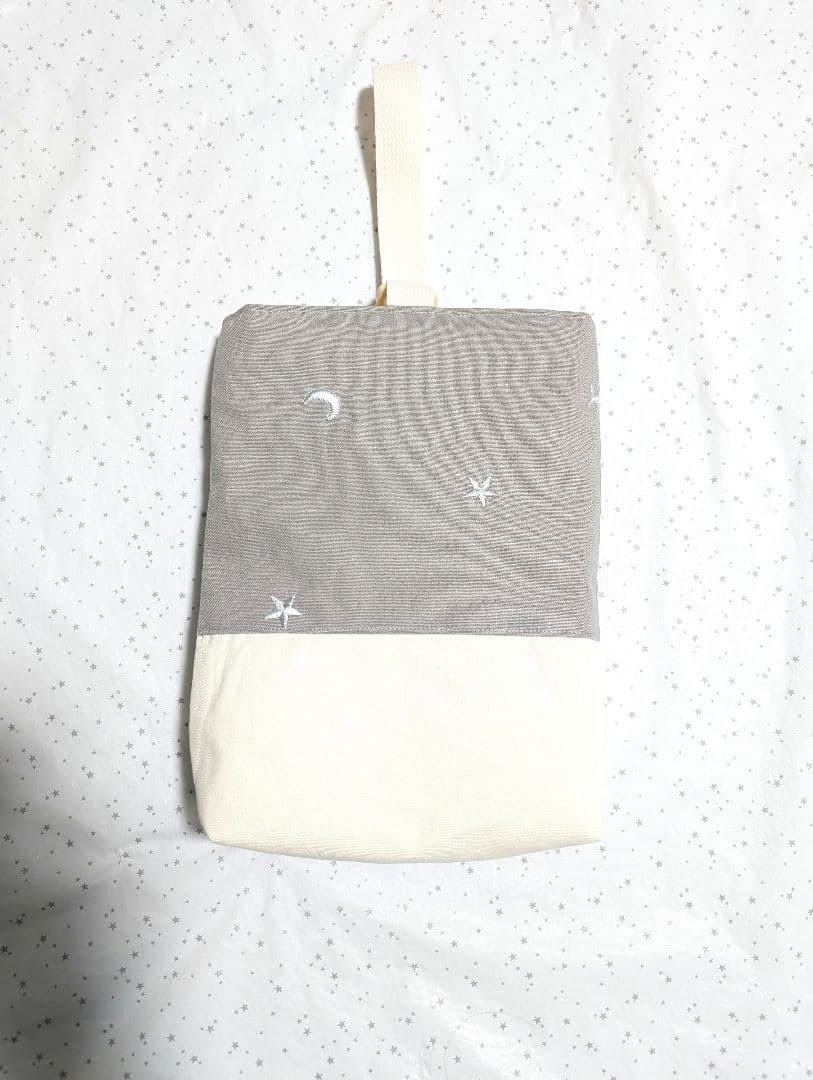 ムーン スター刺繍 レッスンバッグ 上履き入れ 体操服袋 ハンドメイド