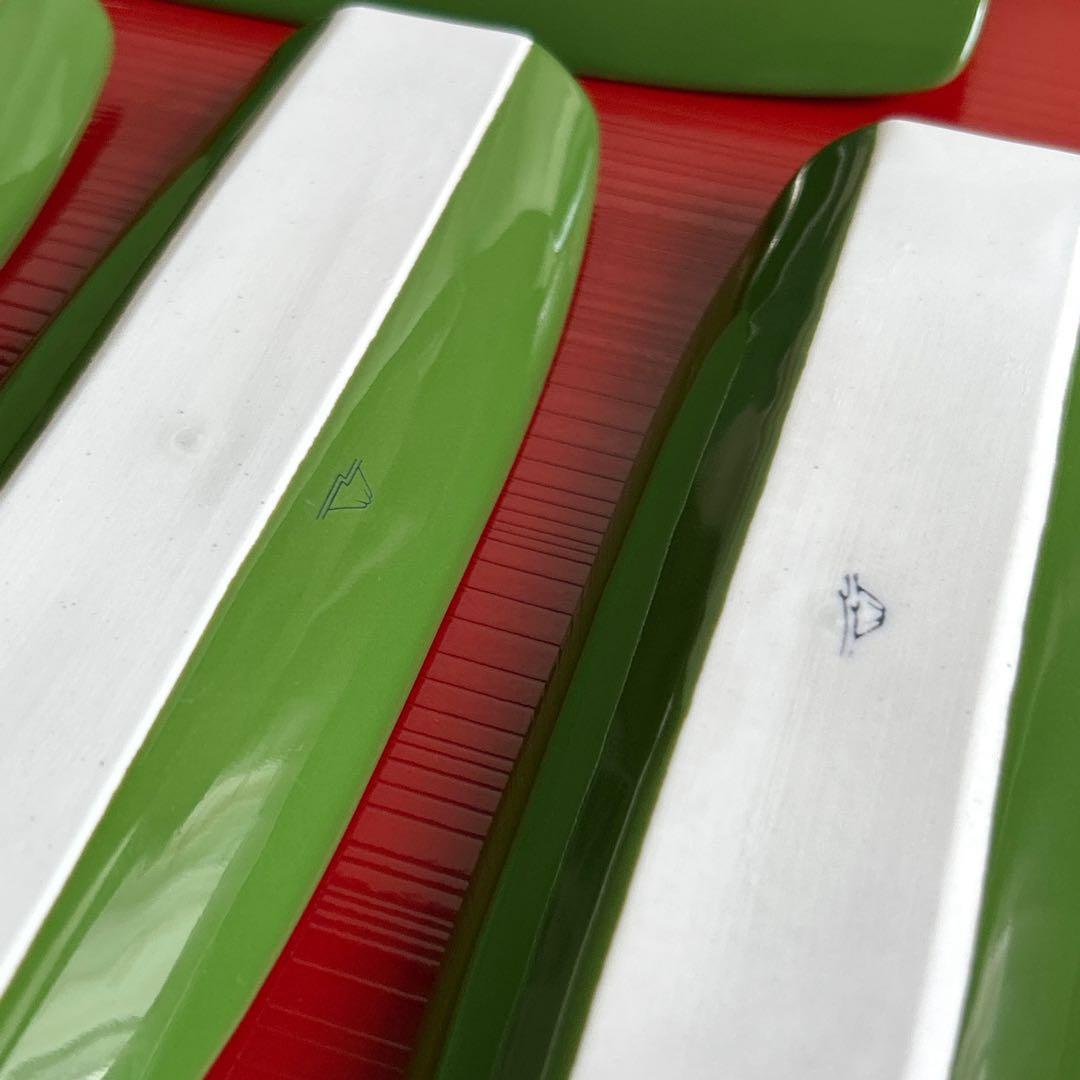 深川製磁　緑彩　おしぼり置き　5枚セット　グリーン　陶器　小皿　長皿