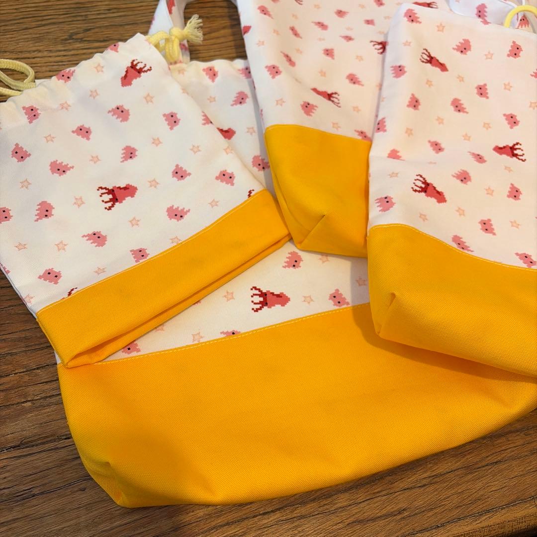 メンダコ　入園入学4点セット♡バッグ♡上履き入れ♡お着替え袋♡コップ入れ