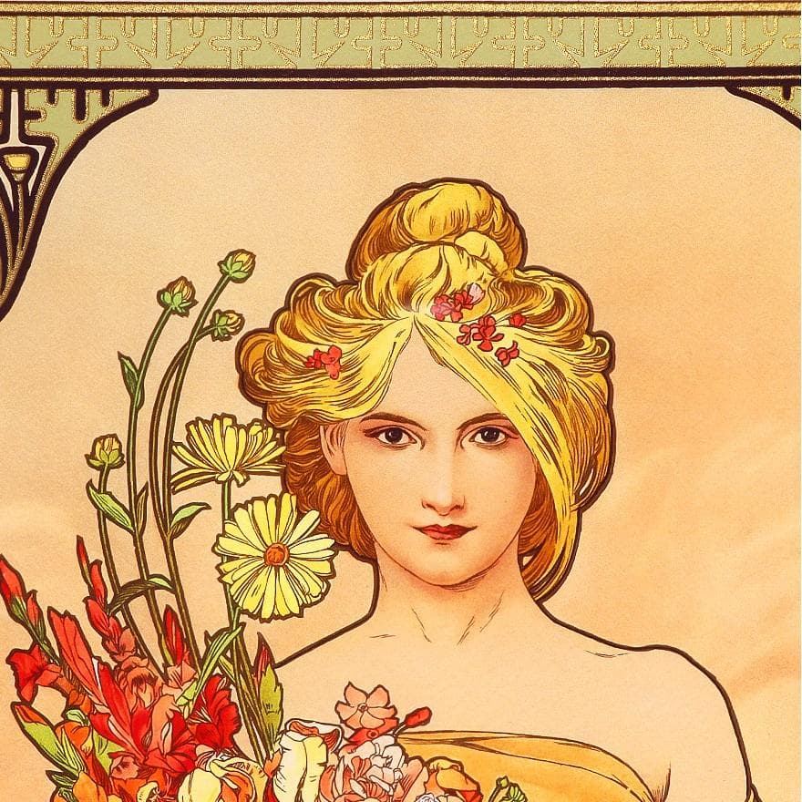 ★売約済 新品ミュシャ 限定300部版画 連作『春夏秋冬』4作品 財団エンボス