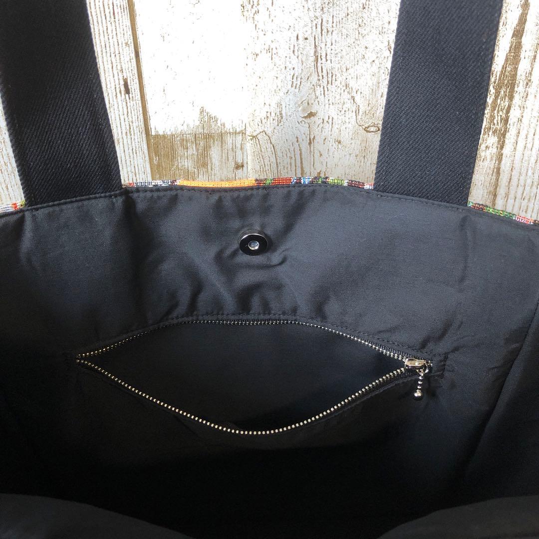 トートバッグ　ハンドメイド　デニムリメイク　ブラック　スプレー【新品デニム】