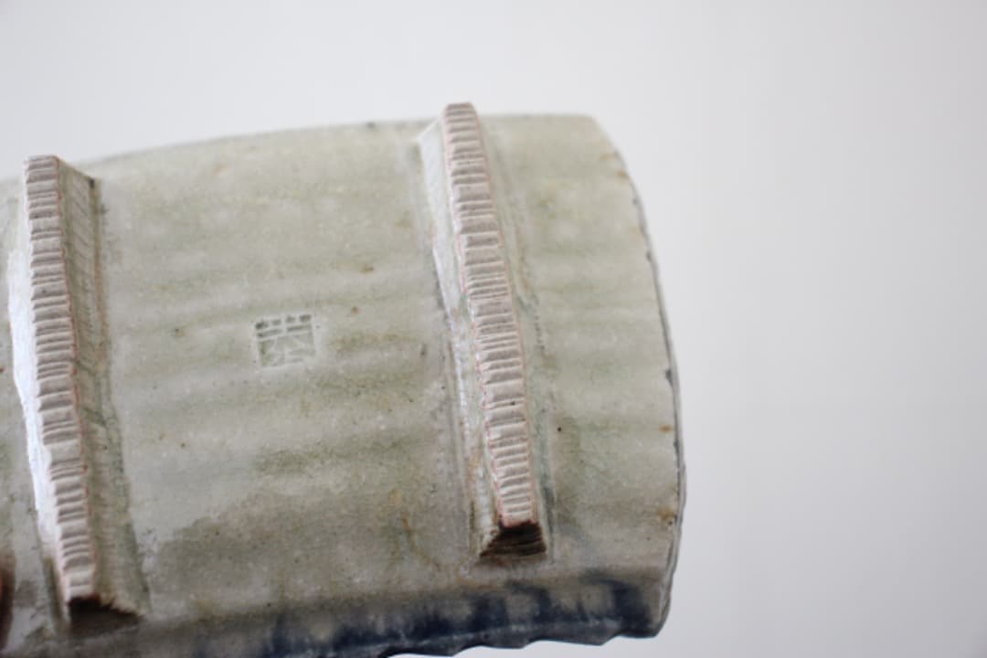 未使用　陶芸家　深谷泰　脚付き　皿　ペア