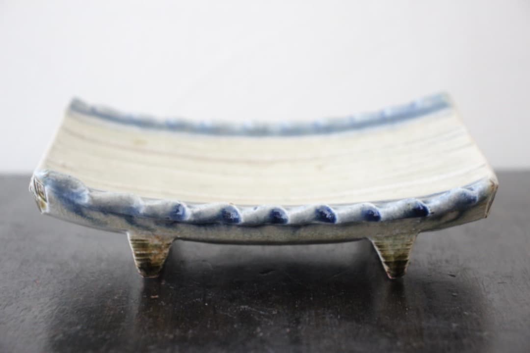 未使用　陶芸家　深谷泰　脚付き　皿　ペア