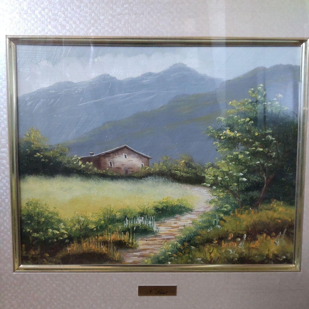 スペイン 風景 絵画 油彩 額 N. Lloret