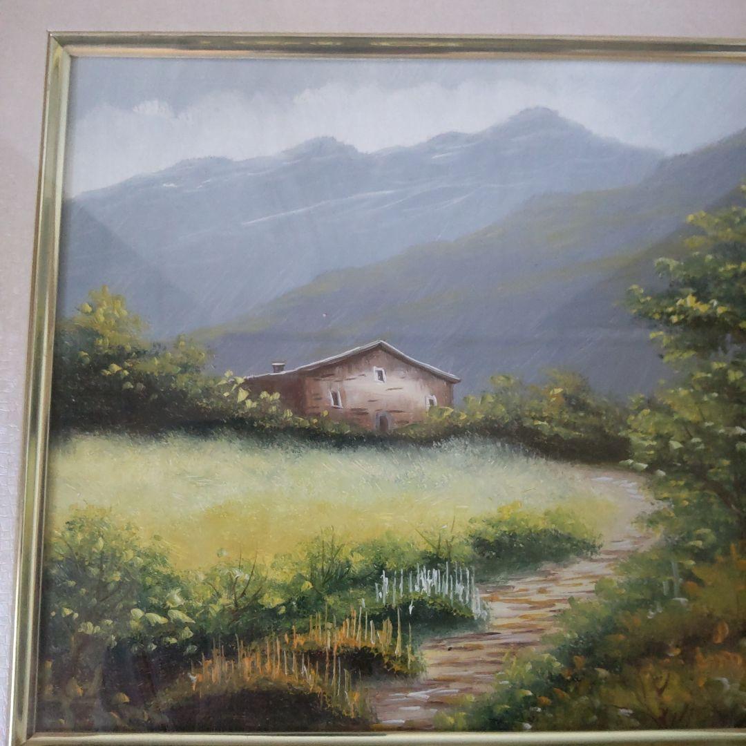 スペイン 風景 絵画 油彩 額 N. Lloret