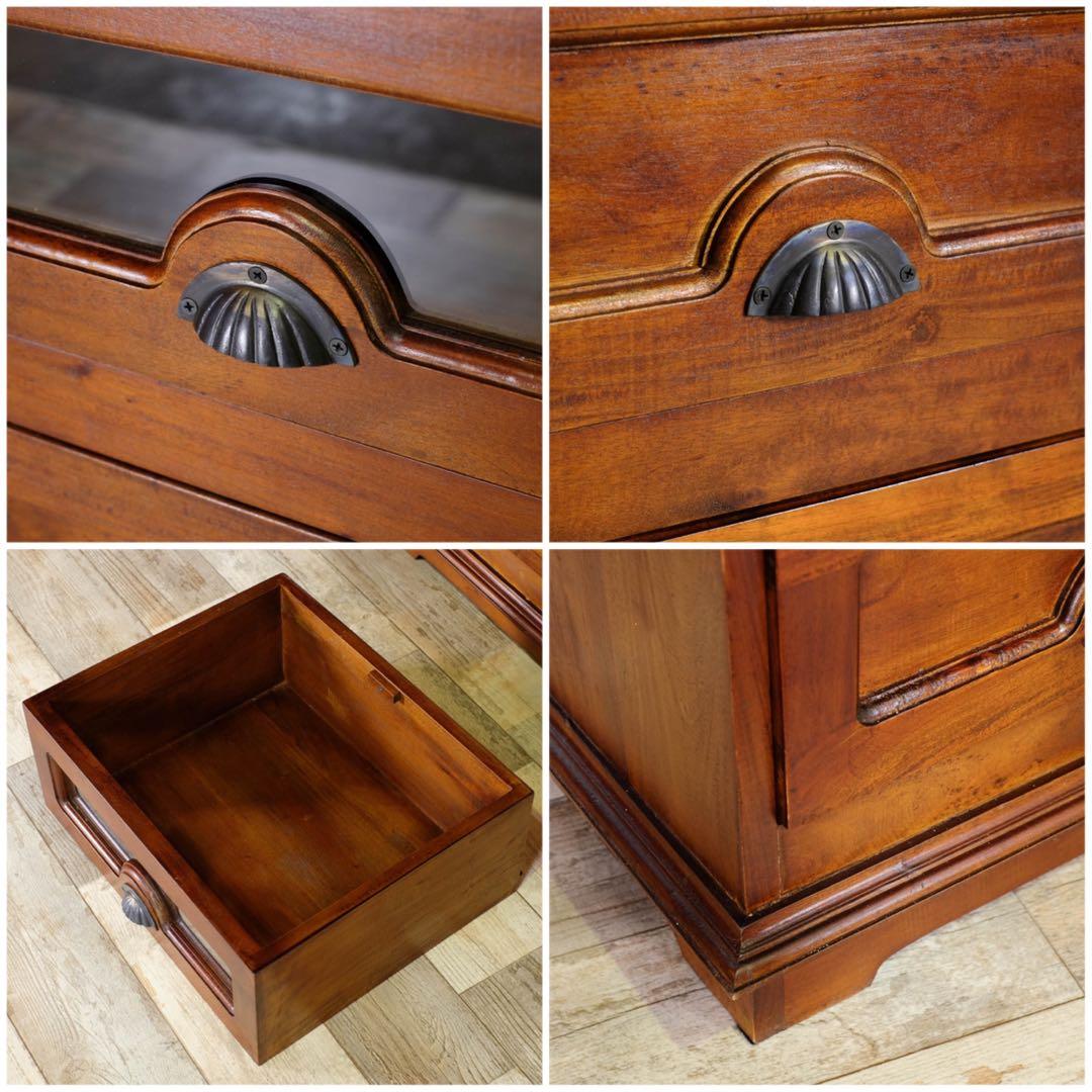 E 新品 アンティーク チェスト L カントリー リビング収納 木製 アジアン