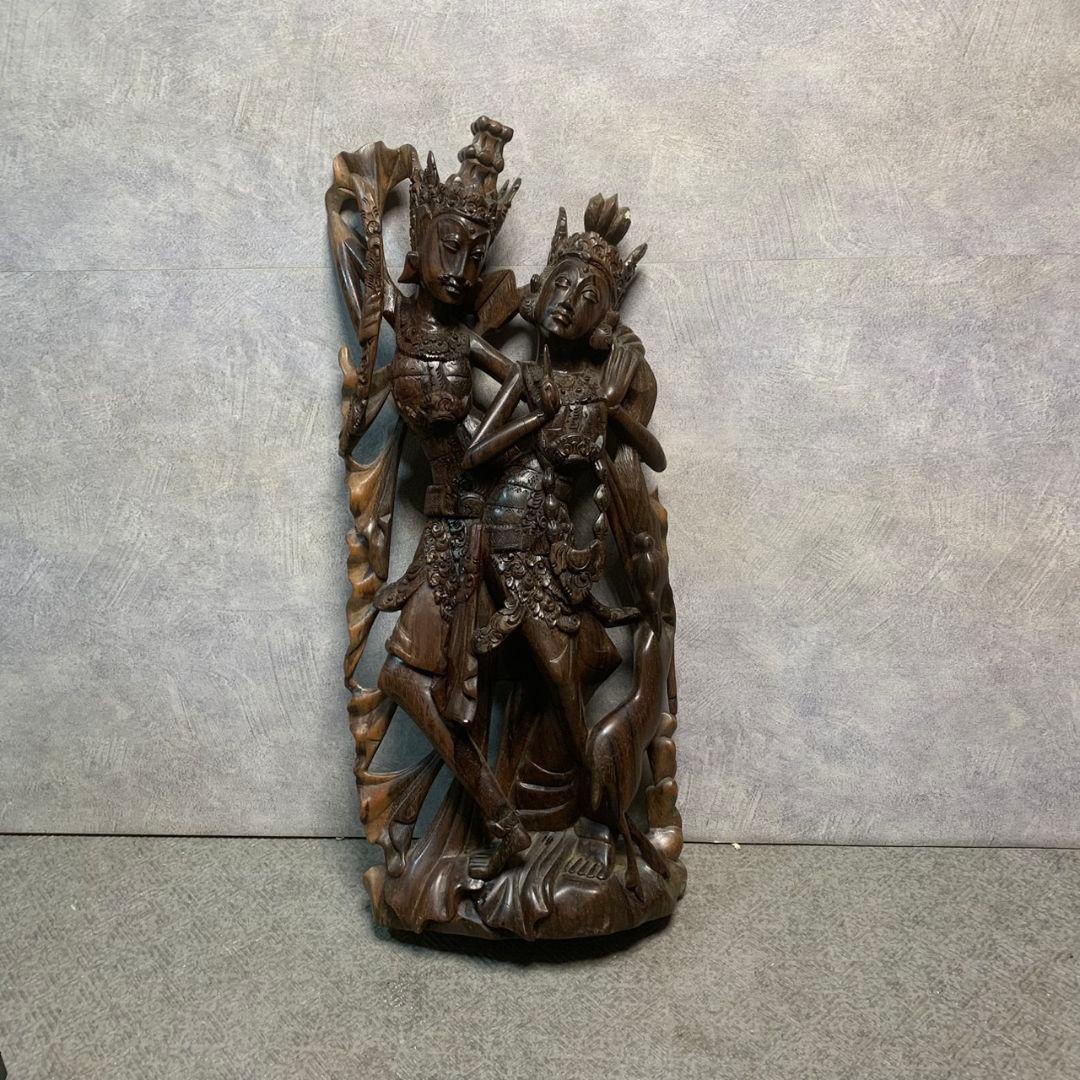 K194 木彫り 彫刻 伝統工芸品 置物 バリ島