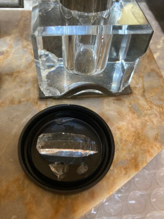 ペンスタンド　大理石　アナログ時計付き　昭和レトロ