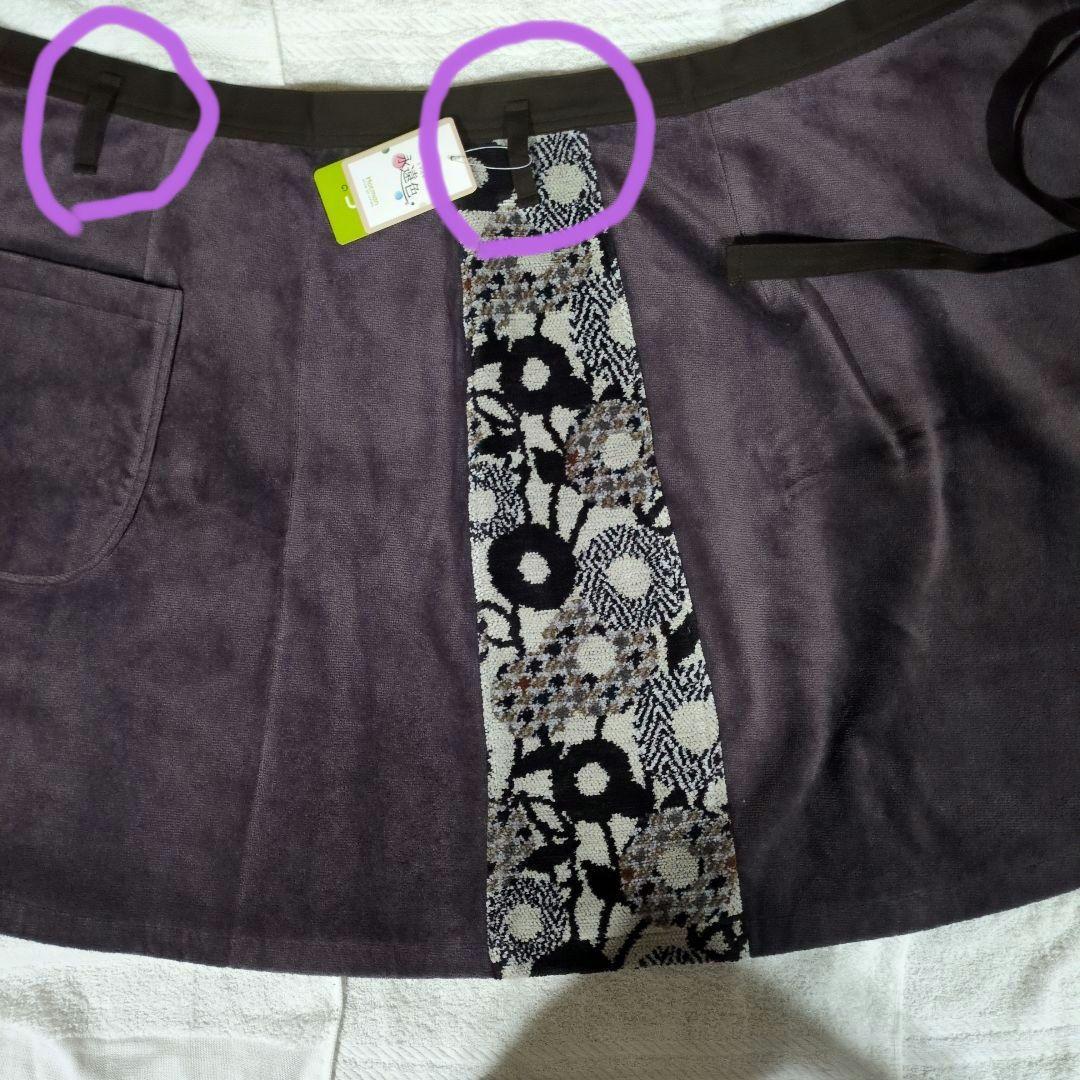 【新品・未使用❢】【最終価格】【ホットマン紫色 花柄エプロン】サイドポケット付き