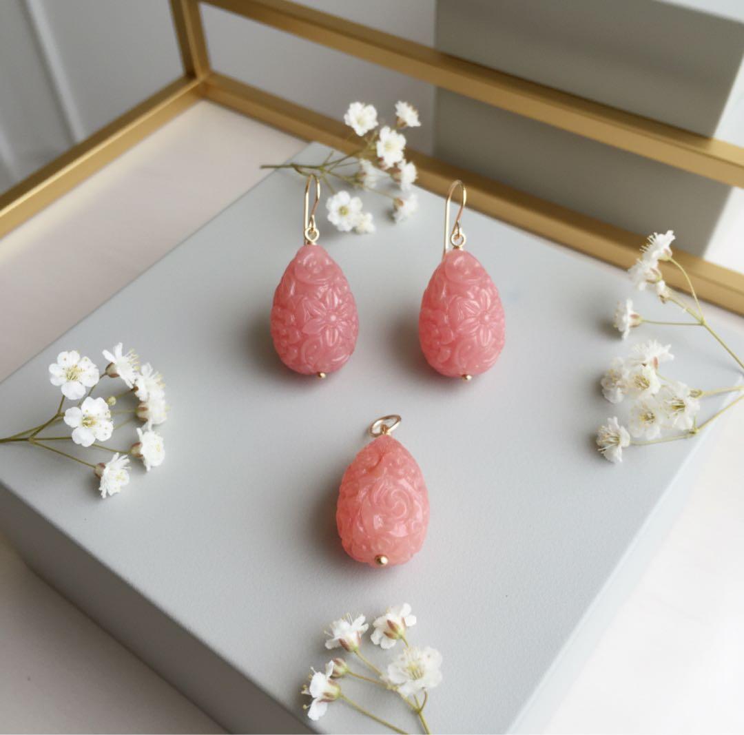 【TOMO】＊SALE＊彫刻ドロップシェル大粒ピアス