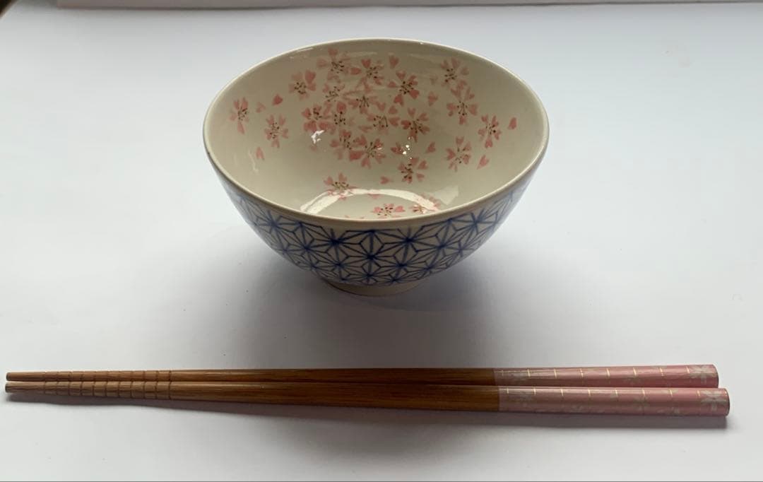 麻の葉.桜の小さなお茶碗セット（赤青）