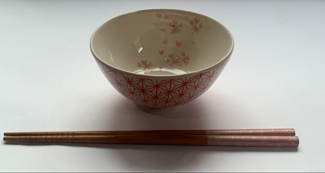 麻の葉.桜の小さなお茶碗セット（赤青）
